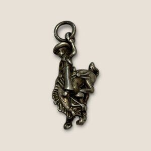 Vintage Sterling Silver Bucking Bronc Rider Charm Pendant 3.4 Grams Western Styl